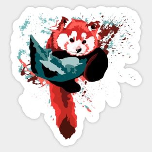 Bright Red Panda in a Tree Sticker